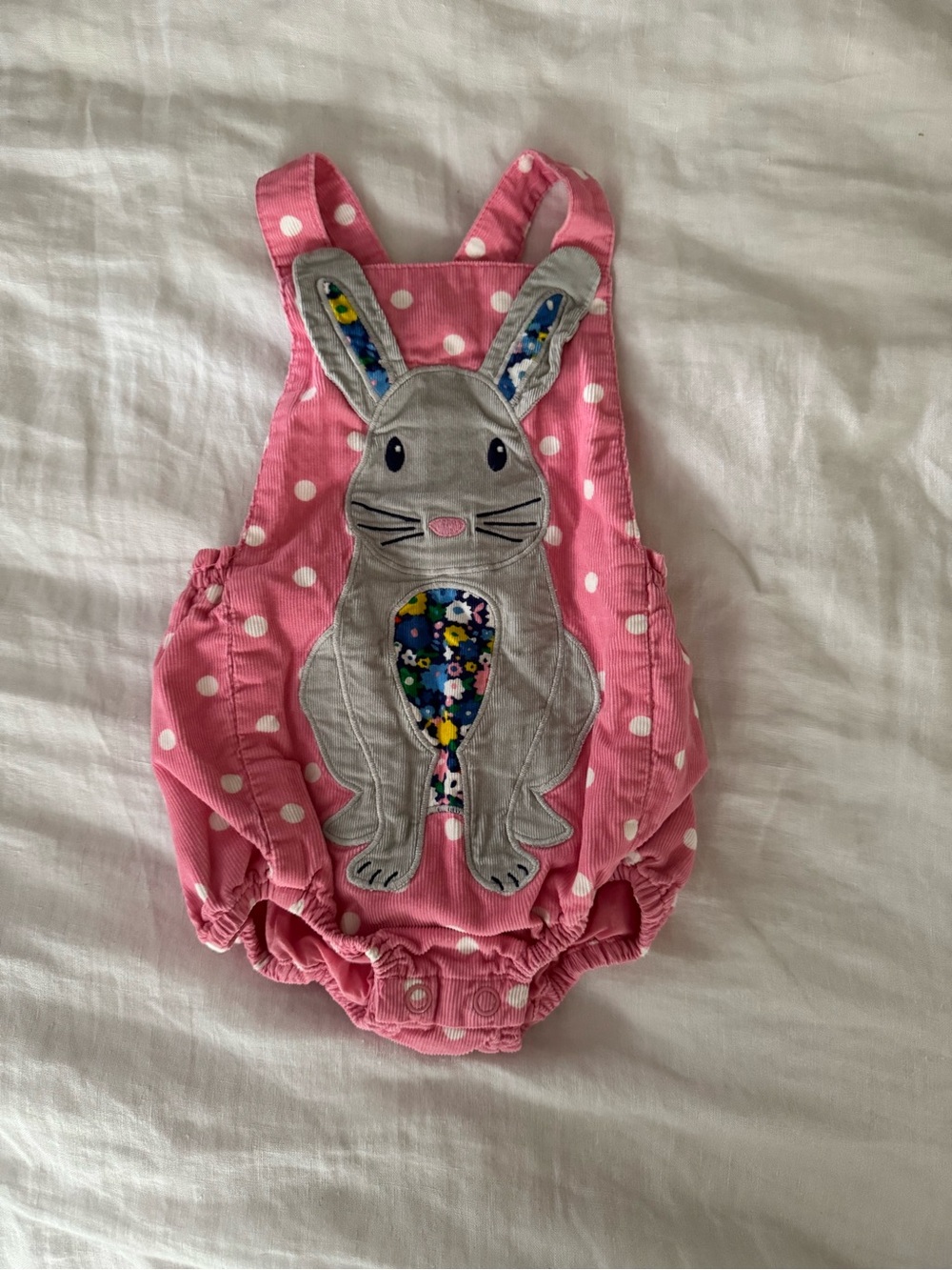 Mini Boden Pink Polka Dot Bunny Romper